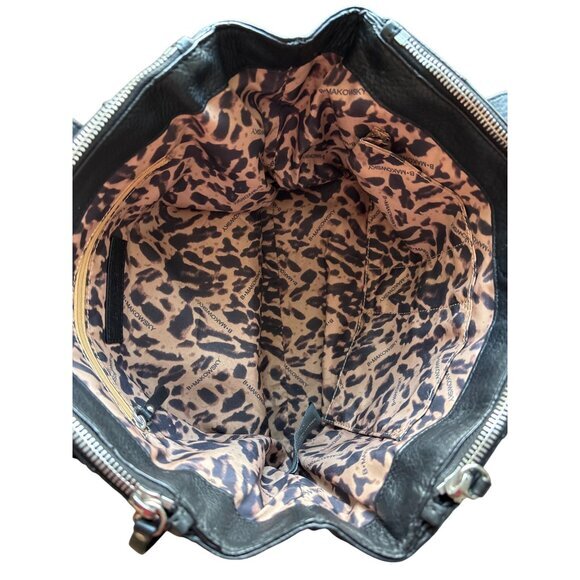 B. Makowsky Tessa Black Saffiano Pebbled Leather Tote Handbag Purse - Picture 6 of 10